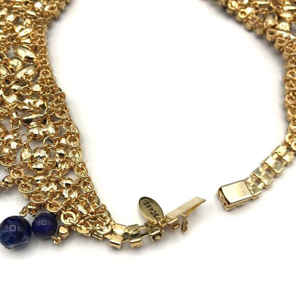 Vintage Gold Tone Crystal & Beaded Collar Necklace & Earrings Set by Scaasi - Picture 10 of 10